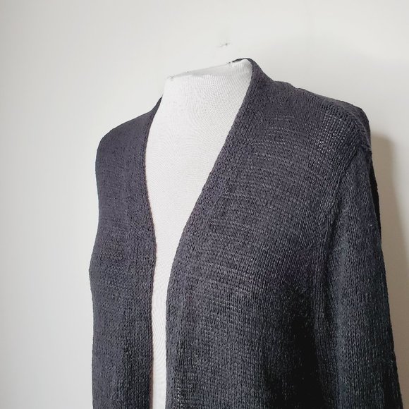 LOFT Cotton Open Knit Black Cardigan - Picture 4 of 9